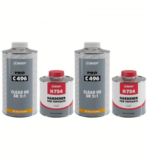 2x HB Body 2K HS 496 Car Paint Lacquer Clear Coat High Gloss With Hardener